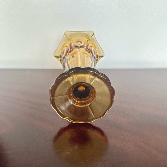 L.E. Smith #6231 Moon and Stars Amber Bud Vase Vintage Mid Century Glass 6.5” - Picture 7 of 11